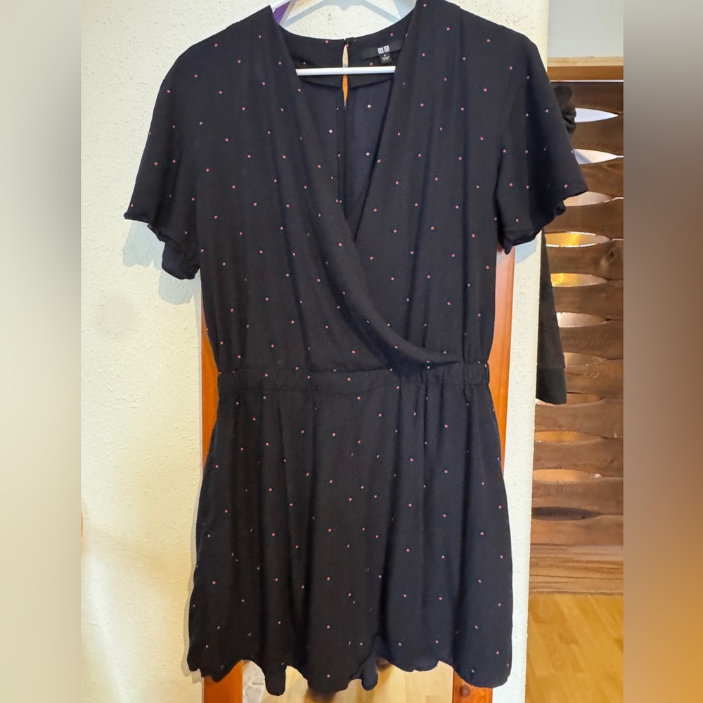 UNIQLO Navy Romper with Red Dots